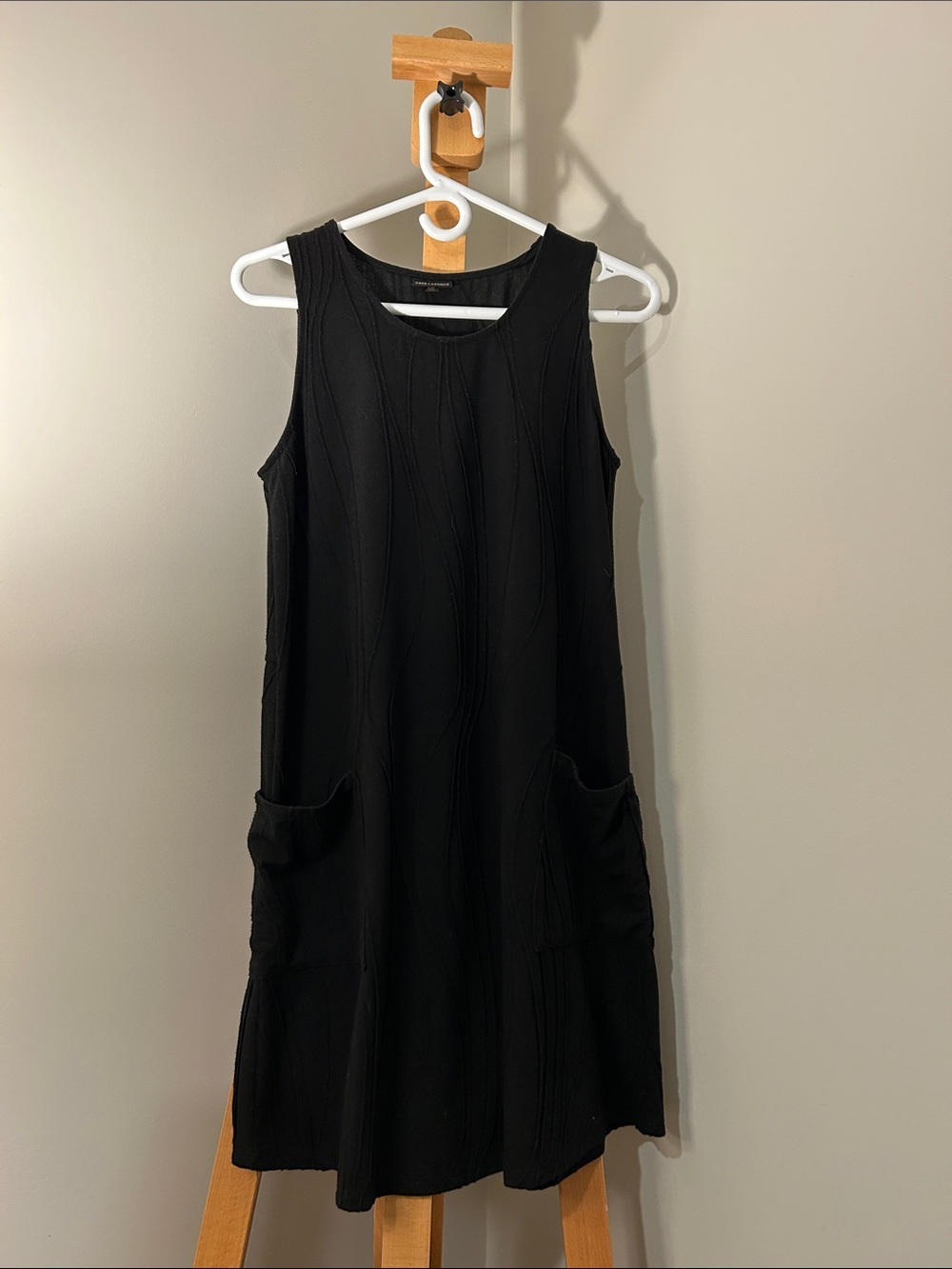 Coco + Carmen Sleeveless Black A-Line Dress with Front Pockets